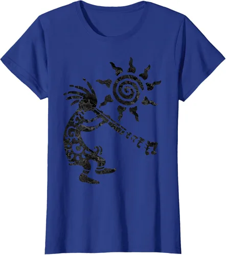 Vista 44 de Native American Kokopelli Musican With Flute 2 - Camiseta divertida para fanáticos, Blanco, S