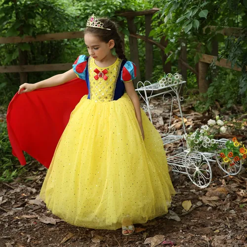 Vista 3 de Princess Deluxe Snow Costume Generic Dress Up with Accessories for Girls Party