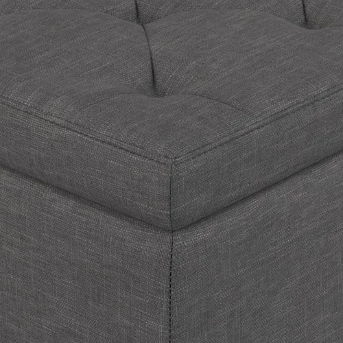 Vista 8 de Otomano rectangular de almacenamiento Simpli Home Hamilton, Madera, Gris pizarra Pizarra gris