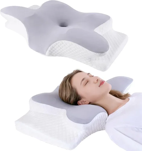 Vista 8 de Almohada cervical para aliviar el dolor, almohada cervical refrescante para dormir, almohadas ortopédicas de espuma viscoelástica de contorno