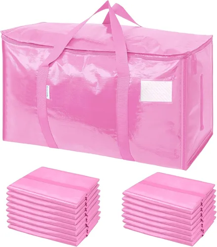 Vista 15 de TICONN Paquete de 2 bolsas de mudanza extra grandes resistentes con cremalleras y asas de transporte, bolsas de almacenamiento duraderas