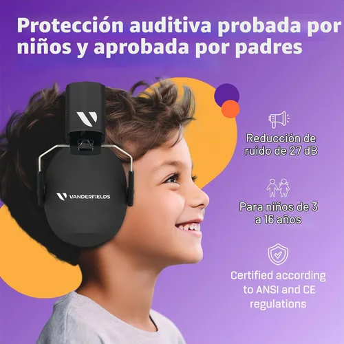 Vista 2 de Kids Noise Canceling Headphones - 33 dB (2K Hz) - Ear Protection Earmuffs Vanderfields' earmuffs protect child's hearing with certified