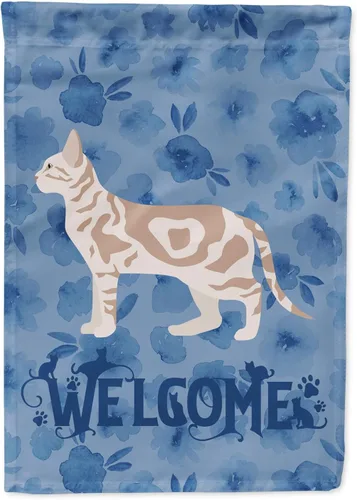 Vista 104 de Caroline's Treasures CK4813CHF - Bandera de bienvenida con gato abisinio azul, manga grande, para porche, para colgar en la pared, poliéster