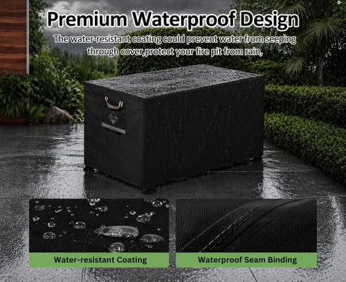 Vista 5 de QH.HOME - Cubierta rectangular para hoguera de 42 pulgadas, 600D resistente, 100% impermeable Fits 39-42 Inch Outdoor Propane/Gas Fire Pit