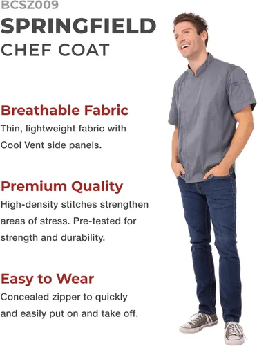 Vista 3 de Chef Works Springfield - Abrigo de chef para hombre