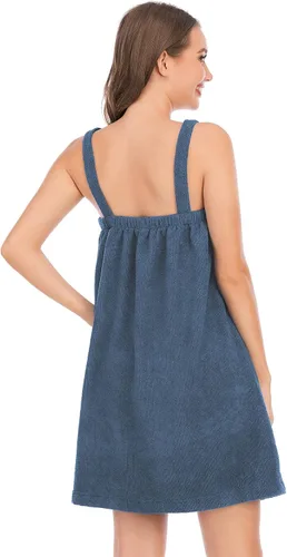 Vista 60 de Veseacky Toalla de baño para mujer con bolsillo, bata de spa ajustable y diadema facial