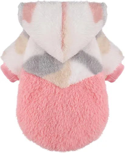 Vista 8 de Suéter de perro para perros pequeños, ropa de invierno para niños y niñas, machos y hembras, sudaderas con capucha de forro polar cálido para Verde