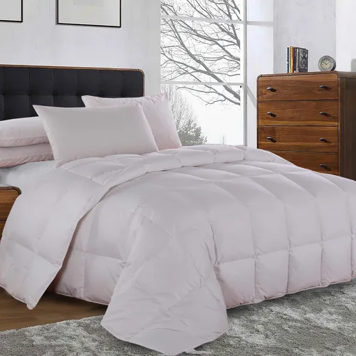 Vista 2 de Wholesalebeddings - Edredón de plumón de ganso de peso medio/calidez (King-California King) 100% algodón, patrón sólido, relleno de plumón de ganso