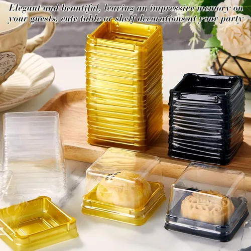 Vista 4 de 400 recipientes transparentes de postre para cupcakes con tapas, caja individual para cupcakes, caja de plástico para tartas, cajas individuales