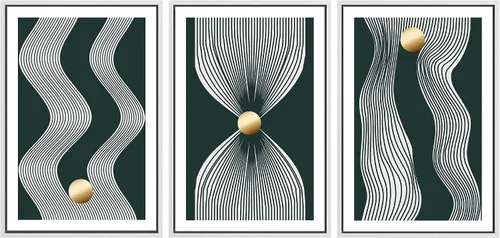 Vista 33 de SIGNLEADER Lienzo enmarcado para pared, juego de arte abstracto geométrico verde esmeralda, arte moderno geométrico zen de mediados de siglo
