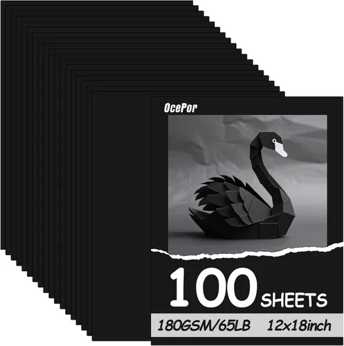 Vista 12 de OcePor 100 hojas de cartulina negra de 11" x 17", 65lb/180gsm Cartulina negra, papel de cartulina gruesa, papel de cartulina pesado para impresora