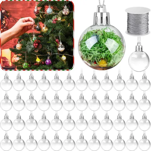 Vista 8 de Wettarn 12 bolas de adornos de Navidad transparentes de 4 pulgadas