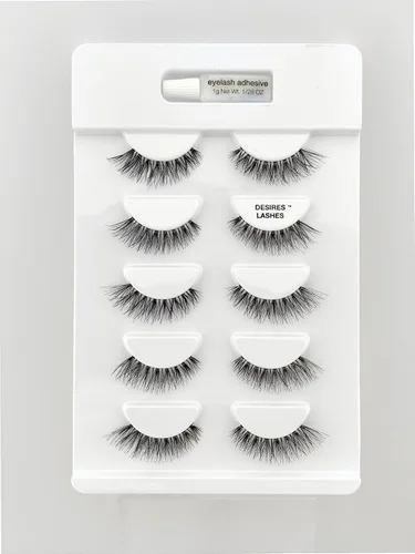 Vista 7 de DESIRES LASHES - Paquete múltiple de pestañas postizas Demi Wispies, 5 pares por kit, lunes 01
