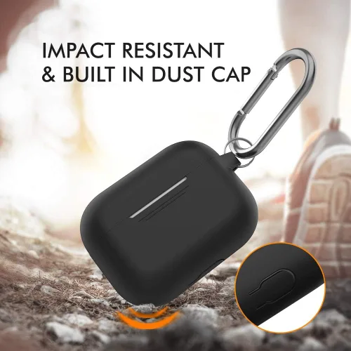 Vista 4 de AhaStyle Funda para Estuche de AirPods Pro (2019) Funda de Silicona Suave para AirPods Pro de 1ª Generación [Mosquetón Añadido] Fundas de Cuerpo