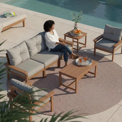 Vista 38 de Juego de muebles de patio HDPE de 13 piezas con mesas