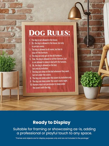 Vista 4 de AMERICAN LUXURY GIFTS Dog Rules - Divertido arte de pared de animales - Decoración de cocina y entrada - Impresión sin marco de 11 x 14 pulgadas