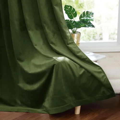 Vista 8 de StangH Cortinas 100% Opacas de 90 Pulgadas de Largo, Terciopelo Verde Musgo con Aislamiento Térmico, Cortinas-Drapeados para Dormitorio, Sala
