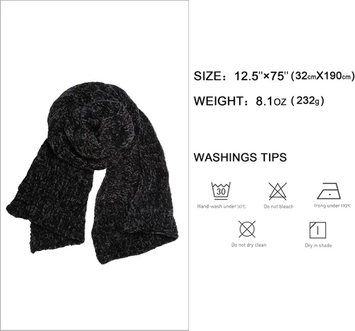 Vista 3 de SOJOS Chal de punto grueso acanalado de felpilla ligero y ultra suave para mujer, para otoño e invierno, chal envolvente SC326