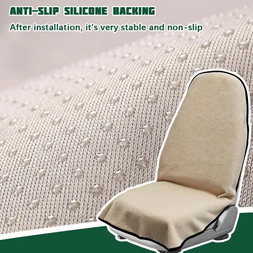 Vista 3 de Funda de asiento de coche de tela de rizo de 55.12 x 29.53 pulgadas, color beige