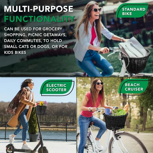 Vista 4 de ProSource Bicycle Front Basket for All Ages, Detachable Bike Basket with Adjustable Straps, Fits Most Bikes, 15LB Capacity