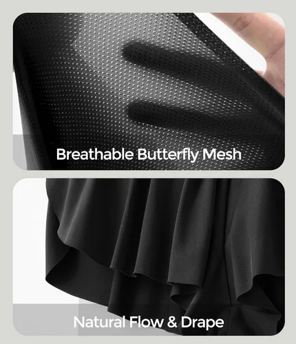Vista 4 de IUGA Pantalones cortos deportivos para mujer, de cintura alta, con diseño de mariposa, con vuelo, para correr, entrenamiento, tenis, con bolsillos