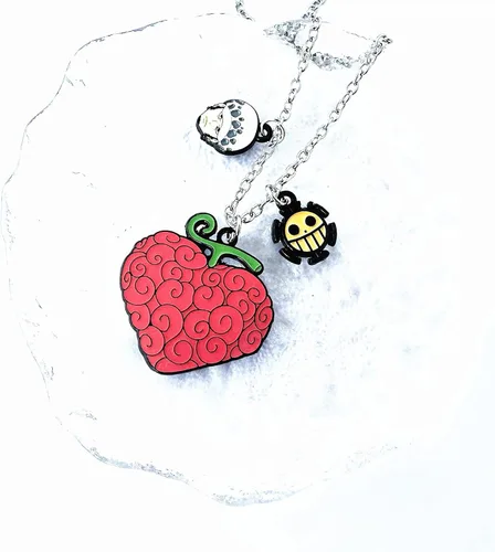 Vista 4 de PIEINA Collar de una pieza de anime Cosplay, joyería de dibujos animados, horror diablo, fruta, regalo para hombres y mujeres