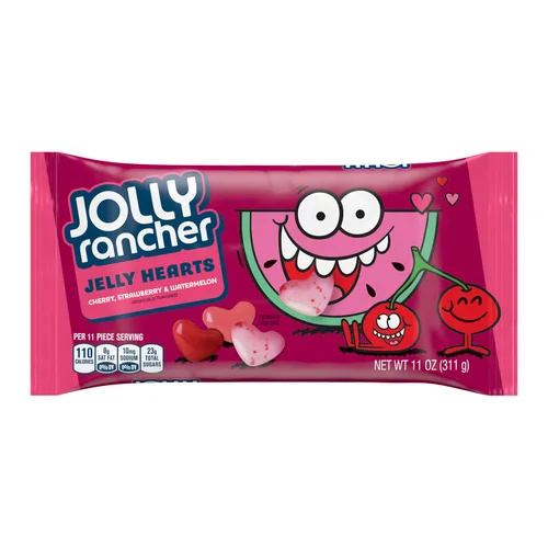Vista 4 de JOLLY RANCHER Corazones de gelatina surtidos con sabor a frutas, bolsa de dulces de San Valentín, 11 onzas