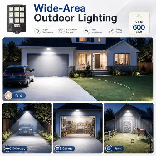 Vista 4 de Sunwish Farola solar al aire libre, 6500K 5730LEDs de atardecer a amanecer, luces solares de calle con sensor de movimiento, control remoto, luces