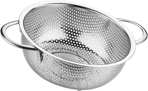 Vista 8 de KICHOUSE Cuenco de lavado de arroz, colador de acero inoxidable, doble asa, colador de verduras, coladores para cocina, fideos, cesta de colador