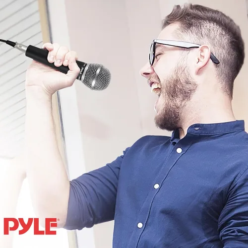 Vista 5 de Pyle Micrófono dinámico profesional, paquete de 2 micrófonos de mano unidireccionales con filtro pop integrado, salida de señal alta, cable de audio