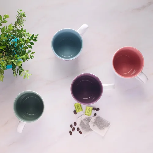 Vista 3 de Christian Art Gifts Juego de tazas de café o té de cerámica para mujer, diseño de flores de acuarela con versículo bíblico, juego de 4 tazas de café
