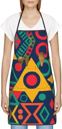 Vista 3 de Geometric patterns Chef Apron for Men and Women - Waterproof Kitchen Chef Apron with Pockets, Perfect for Cooking, Salon & More