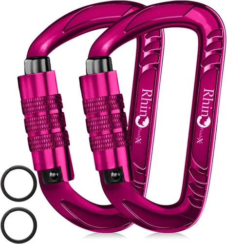 Vista 13 de Rhino Produxs 12kN (2697 lbs) Heavy Duty Carabiner Clips Autolocking Negro