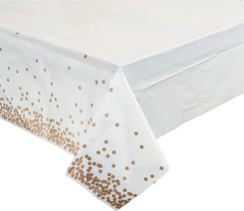 Vista 11 de Paquete de 3 manteles florales de plástico para suministros de fiesta de primer cumpleaños de bebé niña (54 x 108 pulgadas)