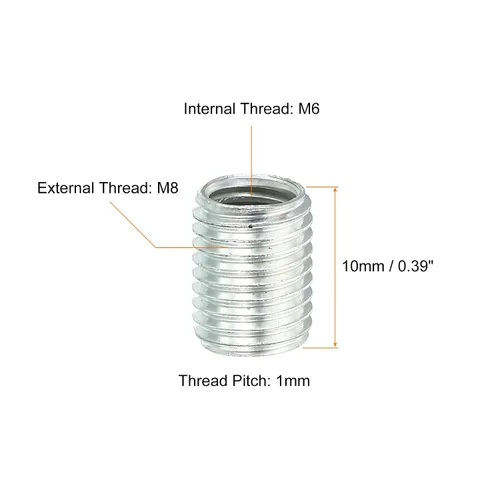 Vista 2 de PATIKIL Adaptadores de rosca M8x1mm a M6x1mm Manguito Reductor Tuerca Reductora, Paquete de 10 Tuerca de conversión de tornillo de 0.394 in