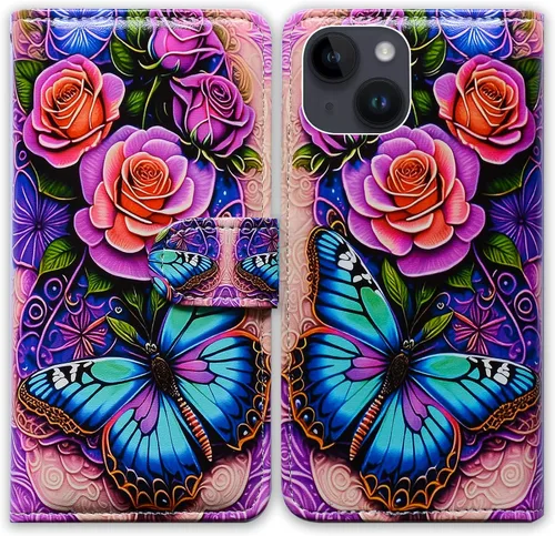 Vista 30 de Bcov Funda para iPhone 15, diseño de pájaro negro y verde con tapa para teléfono, con ranura para tarjetas, soporte para iPhone 15 Patrón de pájaro