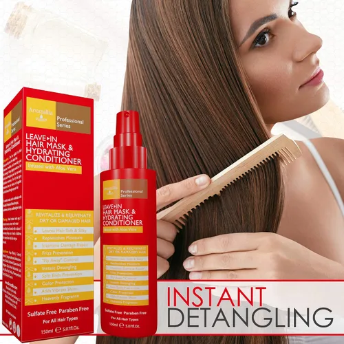Vista 7 de Arvazallia Mascarilla capilar sin enjuague y acondicionador hidratante en aerosol para cabello seco o dañado, acondicionador e hidratante de grado