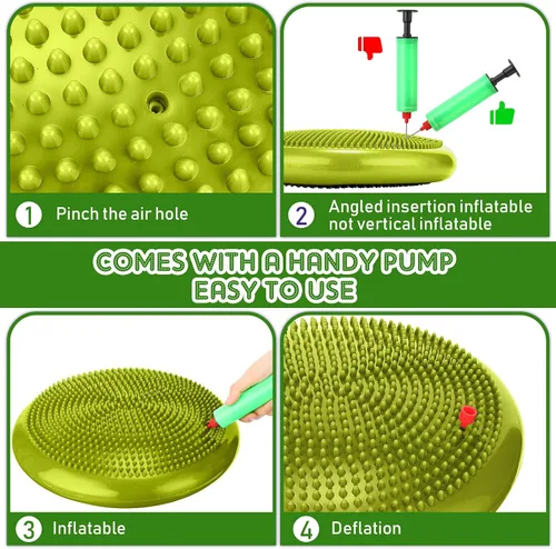 Vista 5 de Jerify 4 Piezas Cojín de Equilibrio Inflable Flexible para Asiento de Balance, Almohadilla de Estabilidad, Disco de Equilibrio, Asiento Sensorial