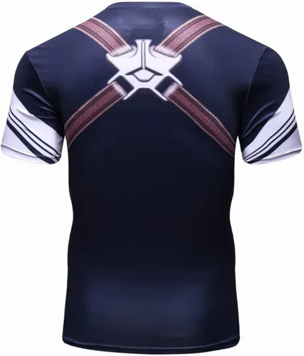 Vista 2 de Red Plume Camiseta de manga corta para hombre, diseño de superhéroe, para deportes, correr, fitness, fiesta, manga corta