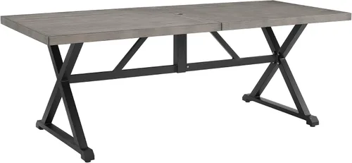 Vista 3 de Ulax furniture Mesa de comedor para patio al aire libre, mesa de comedor rectangular de 82 pulgadas con acabado similar a la madera, ideal