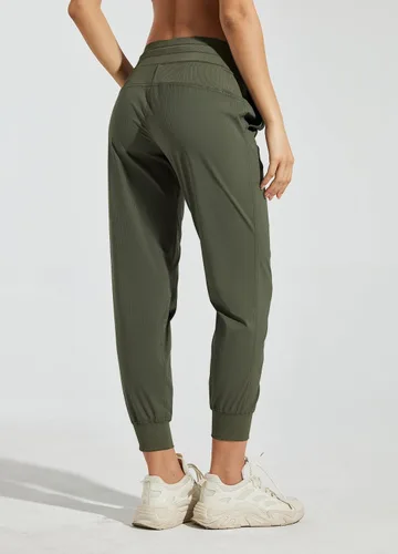 Vista 2 de Willit Pantalones deportivos de estudio para mujer, para baile, senderismo, viajes, a rayas, con cordón y bolsillos