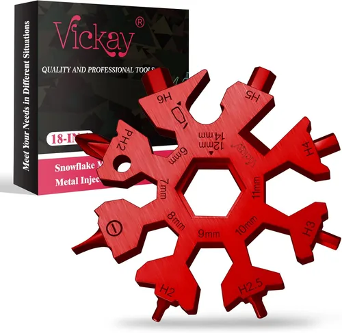 Vista 9 de Vickay Multiherramienta de copo de nieve 18 en 1, kit de destornillador plano Phillips, llave/abridor de botellas, equipo de campamento EDC, regalos
