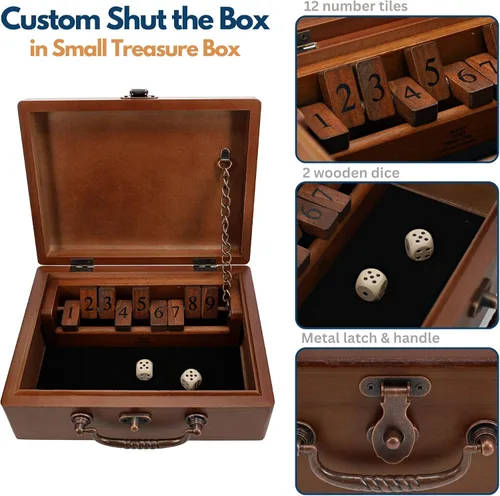 Vista 4 de WE Games Monograma grabado personalizado de madera para cerrar la caja - nogal teñido