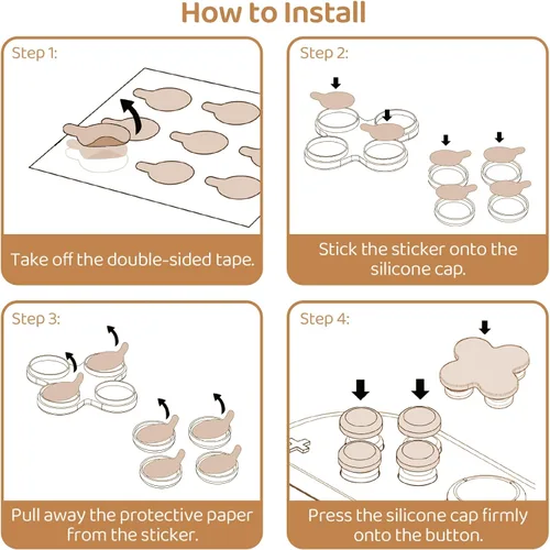 Vista 5 de Cute Switch 2 D-Pad Button Caps Silicone Thumb Grips Set, ABXY Key Buttons Sticker Joystick Cover Caps for Switch 2 (2025) - Brown and Cream White