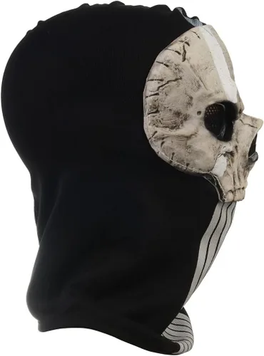 Vista 4 de RRANYF Máscara espeluznante de calavera fantasma de Halloween para hombres adultos casco de látex realista juego de esqueleto aterrador