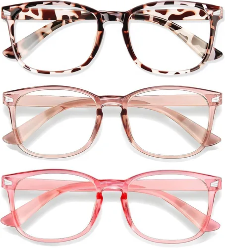 Vista 22 de Lentes de luz azul para mujeres y hombres 99% de bloqueo de luz azul para computadora, juegos, televisión, pantalla de teléfono, marco cuadrado