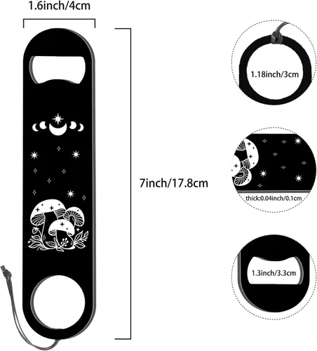 Vista 2 de CREATCABIN Phase Moon - Abrebotellas plano de metal de velocidad, abridor de botellas de acero inoxidable, llave de barra para camarero, hogar