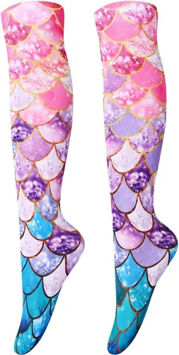 Vista 5 de Benefeet Sox Calcetines largos hasta la rodilla para mujeres y niñas, divertidos, sedosos, ligeros, con estampado 3D, para cosplay, medias locas