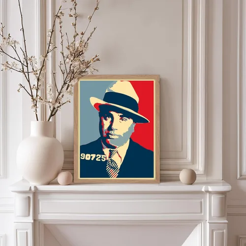 Vista 5 de Poster Master Al Capone - Póster retro de Al Capone Mugshot - Arte de Scarface - Arte de gángster - Arte de jefe del crimen - Arte de mafioso - Arte