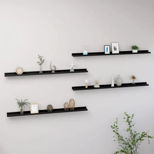 Vista 19 de Estantes de oficina, estantes de baño, estantes de almacenamiento, 4 piezas, color negro, 15.7 x 3.5 x 1.2 pulgadas, adecuados para decoración
